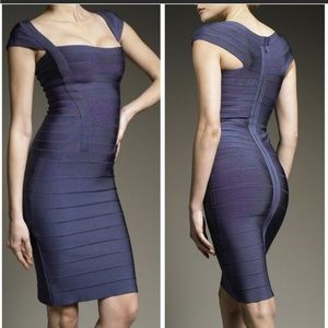 Herve Leger Black Cap-Sleeve Dress